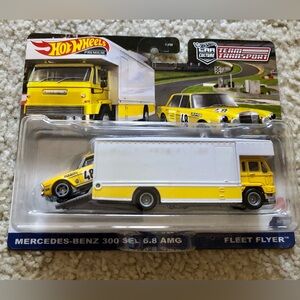 Hot Wheels Mercedes-Benz 300 SEL 6.8 AMG Fleet Flyer Yellow #39 Team Transport